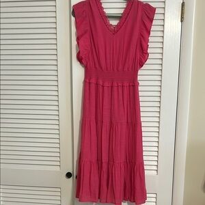 Nanette Lepore Pink Sleeveless Sundress with Flutter Sleeves